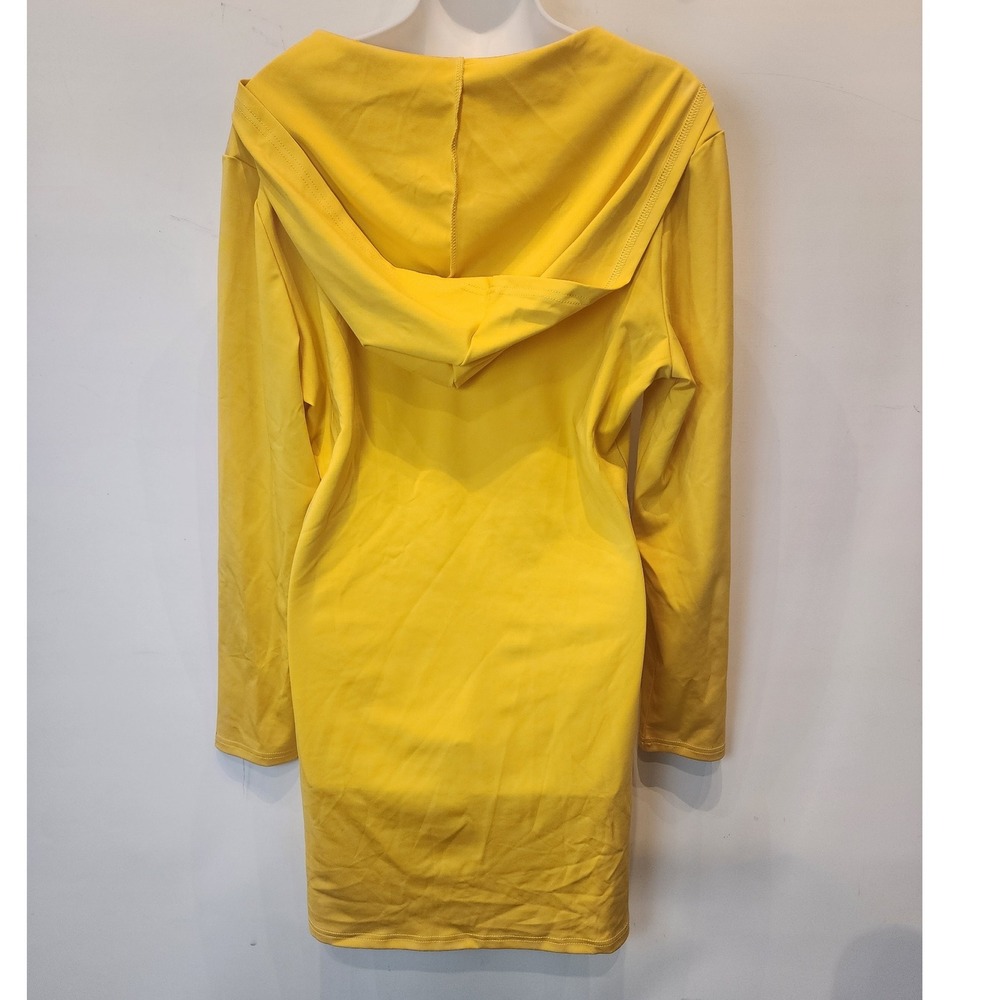 Women's Yellow V Neck Long Sleeve Hooded Mini Dress‎ XXL - Picture 4 of 10